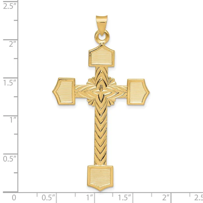 Necklaces Goldia 14k Yellow Gold Polished Solid Fancy Design Cross Pendant