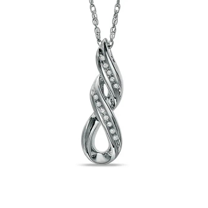 Necklaces Goldia Natural Diamond Accent Swirl Loop Pendant in Sterling Silver Necklaces Goldia Natural Diamond Accent Swirl Loop Pendant in Sterling Silver