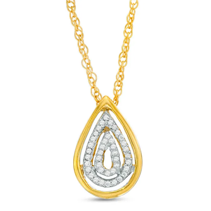 Necklaces Goldia Natural Diamond Accent Triple Teardrop Pendant in 10K Yellow Gold Necklaces Goldia Natural Diamond Accent Triple Teardrop Pendant in 10K Yellow Gold