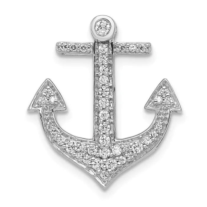Necklaces Goldia Solid 14k White Gold 14ct Simulated CZ Anchor Chain Slide Necklaces Goldia Solid 14k White Gold 14ct Simulated CZ Anchor Chain Slide