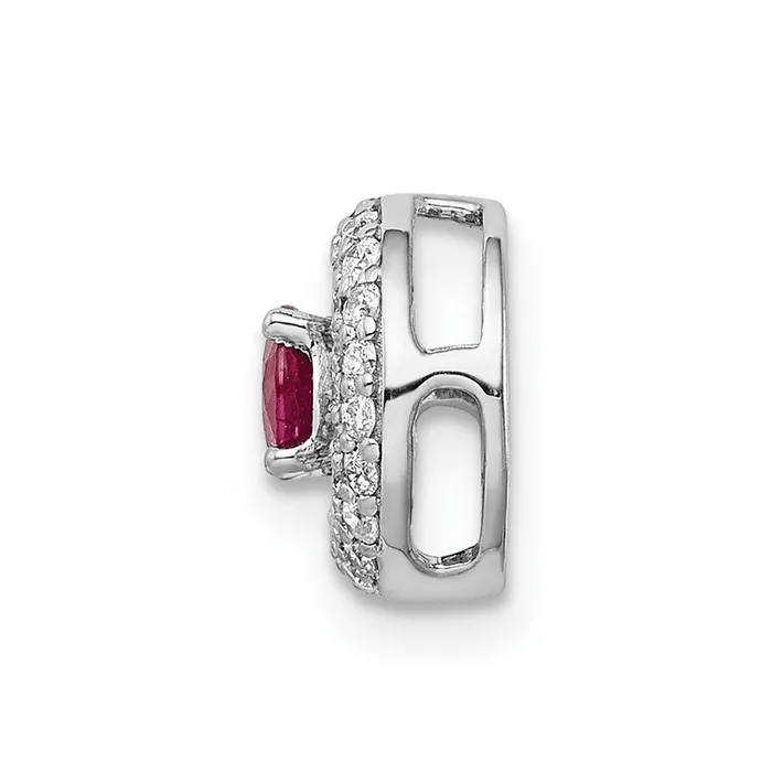 Necklaces Goldia Solid 14k White Gold 14ct Simulated CZ and 25 Ruby Chain Slide