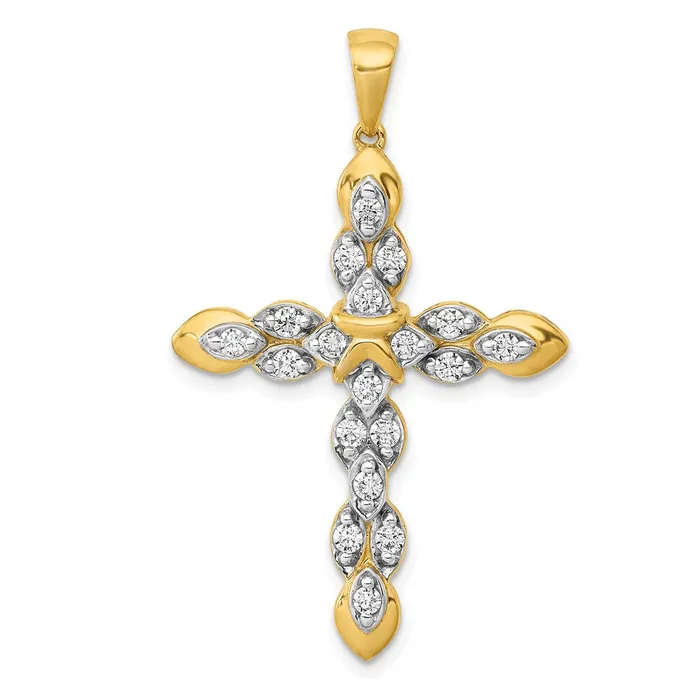 Necklaces Goldia Solid 14k Yellow Gold 12ct Simulated CZ Cross Pendant