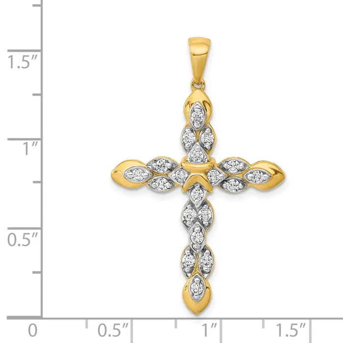 Necklaces Goldia Solid 14k Yellow Gold 12ct Simulated CZ Cross Pendant Necklaces Goldia Solid 14k Yellow Gold 12ct Simulated CZ Cross Pendant