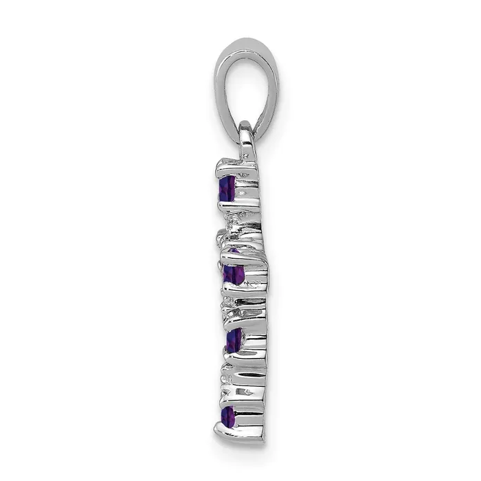 Necklaces Goldia Sterling Silver RH Plated Amethyst and Diamond Accent Cross Pendant