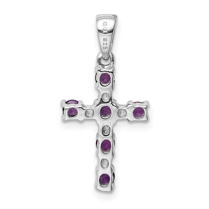 Necklaces Goldia Sterling Silver RH Plated Amethyst and Diamond Accent Cross Pendant