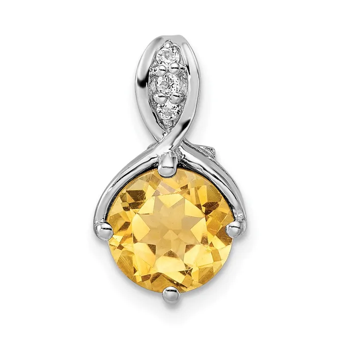 Necklaces Goldia Sterling Silver RHplated Circle 186tw CitrineWhite Topaz Pendant Necklaces Goldia Sterling Silver RHplated Circle 186tw CitrineWhite Topaz Pendant