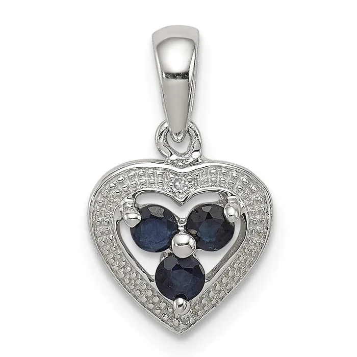 Necklaces Goldia Sterling Silver Rhodium Plated Diamond and Sapphire Heart Pendant Necklaces Goldia Sterling Silver Rhodium Plated Diamond and Sapphire Heart Pendant