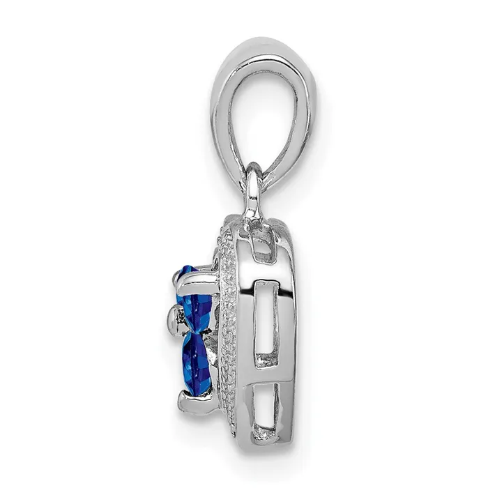 Necklaces Goldia Sterling Silver Rhodium Plated Diamond and Sapphire Heart Pendant