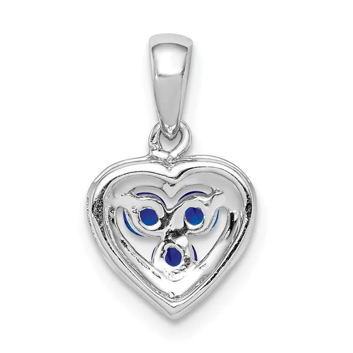 Necklaces Goldia Sterling Silver Rhodium Plated Diamond and Sapphire Heart Pendant