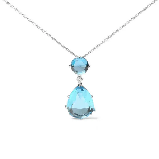 Necklaces JMS always Original 18K White Gold Diamond Accent and Round London Blue Topaz and Pear Cut Sky Blue Topaz Dangle Drop 18 Necklace Necklaces JMS always Original 18K White Gold Diamond Accent and Round London Blue Topaz and Pear Cut Sky Blue Topaz Dangle Drop 18 Necklace
