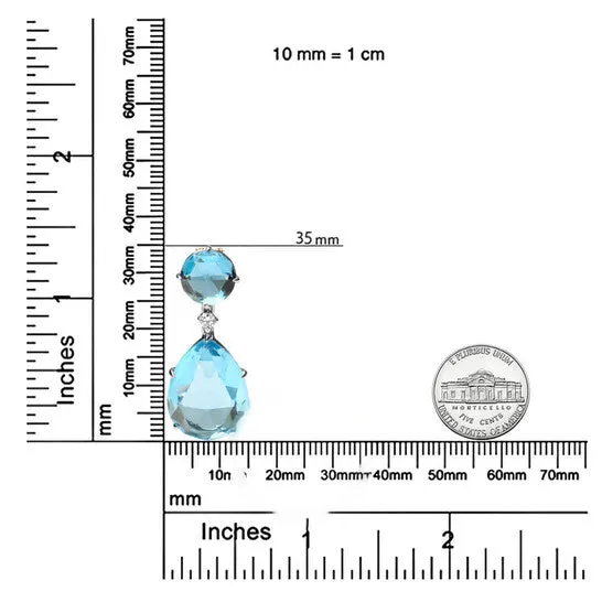Necklaces JMS always Original 18K White Gold Diamond Accent and Round London Blue Topaz and Pear Cut Sky Blue Topaz Dangle Drop 18 Necklace