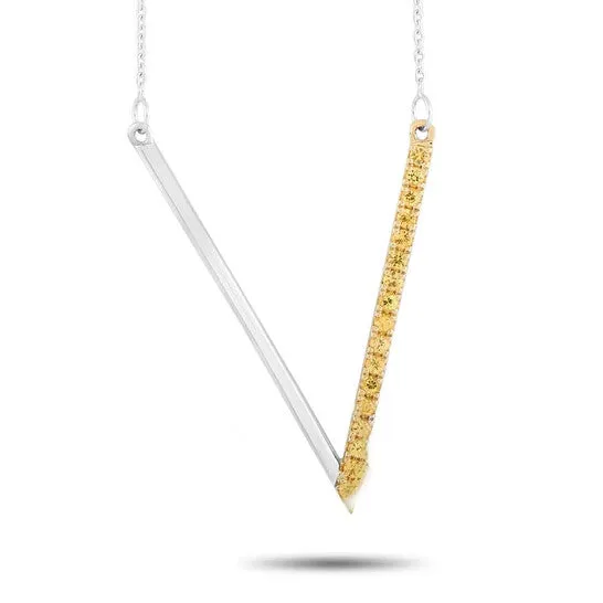 Necklaces JMS always Original LB Exclusive 14K White Gold 029 ct Yellow Sapphire V Pendant Necklace Necklaces JMS always Original LB Exclusive 14K White Gold 029 ct Yellow Sapphire V Pendant Necklace