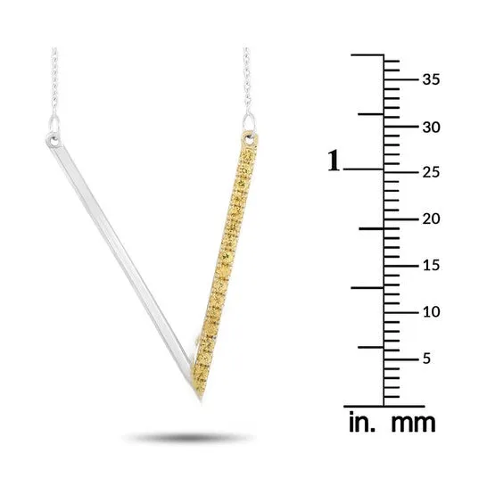 Necklaces JMS always Original LB Exclusive 14K White Gold 029 ct Yellow Sapphire V Pendant Necklace Necklaces JMS always Original LB Exclusive 14K White Gold 029 ct Yellow Sapphire V Pendant Necklace