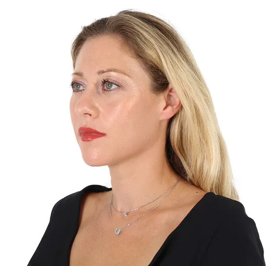 Necklaces JMS always Original Swarovski Millenia Octagon Cut Rhodium Plated Layered Necklace Necklaces JMS always Original Swarovski Millenia Octagon Cut Rhodium Plated Layered Necklace