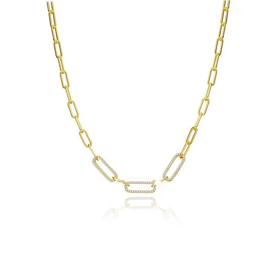Necklaces Original Rachel Glauber Megan Walford 14k Yellow Gold Plated With Cubic Zirconia Elongated Cable Link Chain Necklace JMS always Necklaces Original Rachel Glauber Megan Walford 14k Yellow Gold Plated With Cubic Zirconia Elongated Cable Link Chain Necklace JMS always