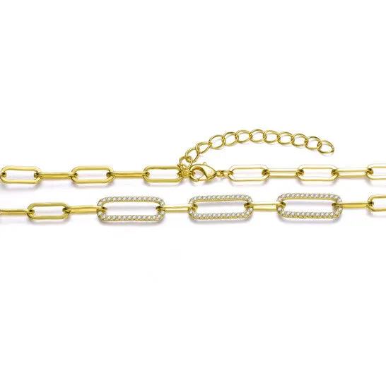 Necklaces Original Rachel Glauber Megan Walford 14k Yellow Gold Plated With Cubic Zirconia Elongated Cable Link Chain Necklace JMS always Necklaces Original Rachel Glauber Megan Walford 14k Yellow Gold Plated With Cubic Zirconia Elongated Cable Link Chain Necklace JMS always