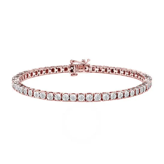 Original 10K Rose Gold Plated 925 Sterling Silver 10 Cttw MiracleSet Diamond Round Faceted Bezel Tennis Bracelet IJ Color I3 Clarity 10 JMS always Bracelets Original 10K Rose Gold Plated 925 Sterling Silver 10 Cttw MiracleSet Diamond Round Faceted Bezel Tennis Bracelet IJ Color I3 Clarity 10 JMS always Bracelets
