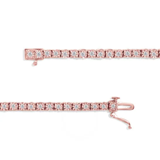 Original 10K Rose Gold Plated 925 Sterling Silver 10 Cttw MiracleSet Diamond Round Faceted Bezel Tennis Bracelet IJ Color I3 Clarity 10 JMS always Bracelets Original 10K Rose Gold Plated 925 Sterling Silver 10 Cttw MiracleSet Diamond Round Faceted Bezel Tennis Bracelet IJ Color I3 Clarity 10 JMS always Bracelets