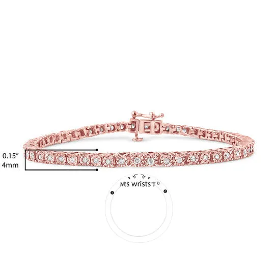 Original 10K Rose Gold Plated 925 Sterling Silver 10 Cttw MiracleSet Diamond Round Faceted Bezel Tennis Bracelet IJ Color I3 Clarity 10 JMS always Bracelets Original 10K Rose Gold Plated 925 Sterling Silver 10 Cttw MiracleSet Diamond Round Faceted Bezel Tennis Bracelet IJ Color I3 Clarity 10 JMS always Bracelets