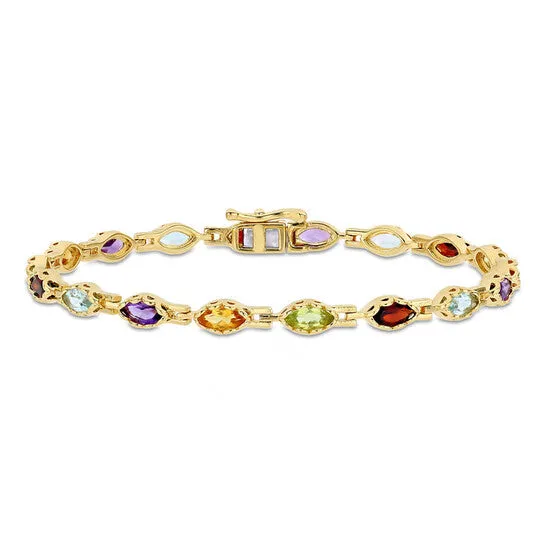 Original AMOUR 4 12 CT TGW Multigemstone Marquise Bracelet In Yellow Plated Sterling Silver JMS always Bracelets Original AMOUR 4 12 CT TGW Multigemstone Marquise Bracelet In Yellow Plated Sterling Silver JMS always Bracelets