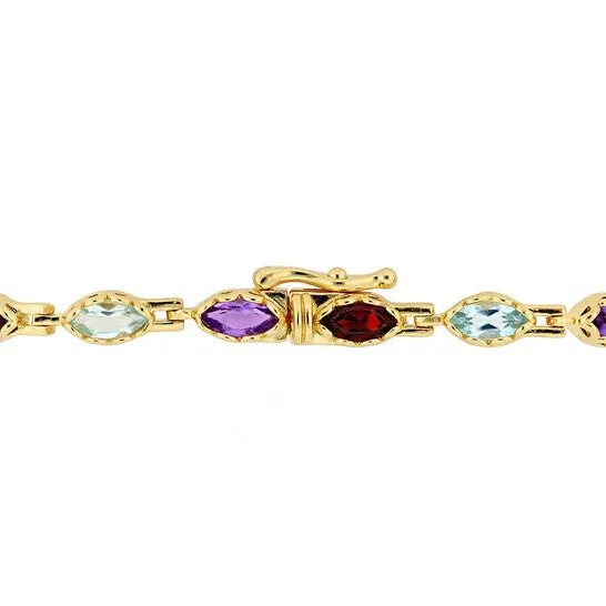 Original AMOUR 4 12 CT TGW Multigemstone Marquise Bracelet In Yellow Plated Sterling Silver JMS always Bracelets Original AMOUR 4 12 CT TGW Multigemstone Marquise Bracelet In Yellow Plated Sterling Silver JMS always Bracelets