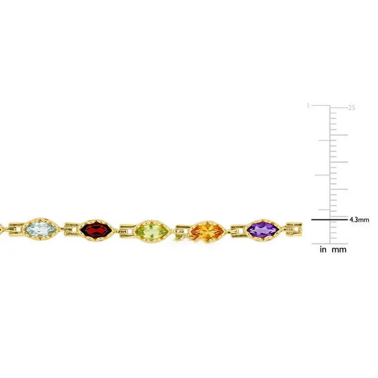 Original AMOUR 4 12 CT TGW Multigemstone Marquise Bracelet In Yellow Plated Sterling Silver JMS always Bracelets Original AMOUR 4 12 CT TGW Multigemstone Marquise Bracelet In Yellow Plated Sterling Silver JMS always Bracelets