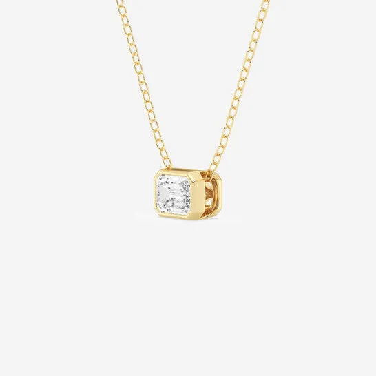 Original Brilliant Diamond 050 cttw 14KT Yellow Gold Bezel Setting EmeraldCut Lab Grown Diamond East West Necklace for WomenVS2 JMS always Necklaces Original Brilliant Diamond 050 cttw 14KT Yellow Gold Bezel Setting EmeraldCut Lab Grown Diamond East West Necklace for WomenVS2 JMS always Necklaces