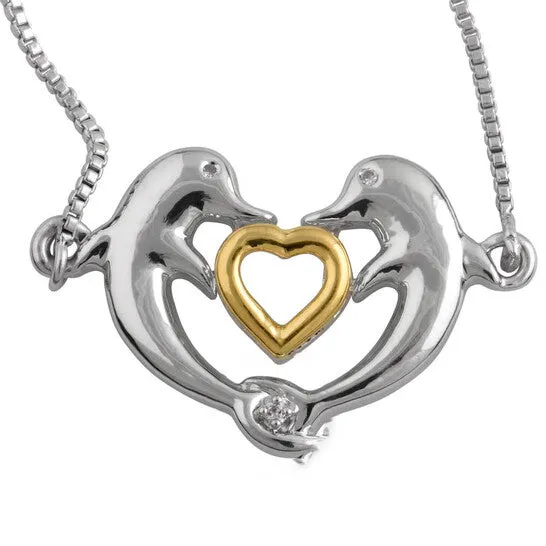 Original Diamond Muse 008 cttw 14KT Dancing Dolphin Heart Pendant Necklace for Women JMS always Necklaces Original Diamond Muse 008 cttw 14KT Dancing Dolphin Heart Pendant Necklace for Women JMS always Necklaces