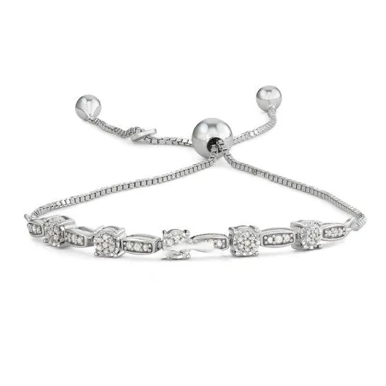 Original Diamond Muse 020 cttw White Gold Over Sterling Silver Diamond Bolo Bracelet for Women JMS always Bracelets Original Diamond Muse 020 cttw White Gold Over Sterling Silver Diamond Bolo Bracelet for Women JMS always Bracelets