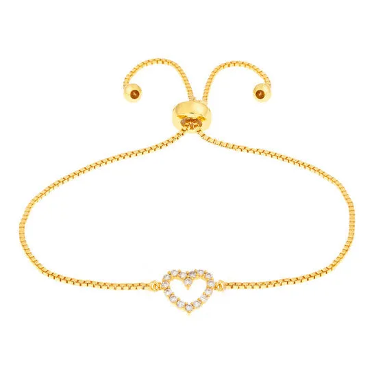 Original Elegant Confetti Womens 18K Yellow Gold Plated CZ Simulated Diamond Adjustable Bolo Heart Pendant Bracelet JMS always Bracelets Original Elegant Confetti Womens 18K Yellow Gold Plated CZ Simulated Diamond Adjustable Bolo Heart Pendant Bracelet JMS always Bracelets
