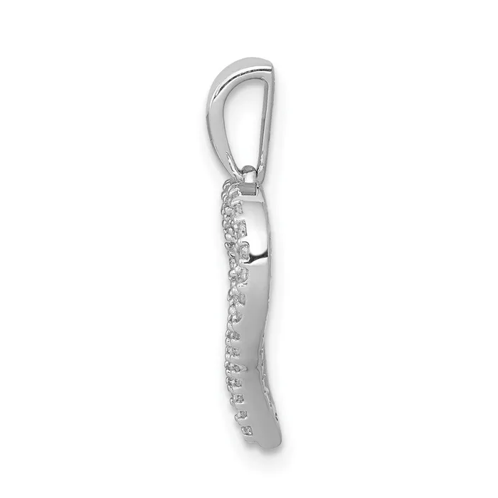Solid 14k White Gold 14ct Simulated CZ 2row Heart Pendant Goldia Necklaces