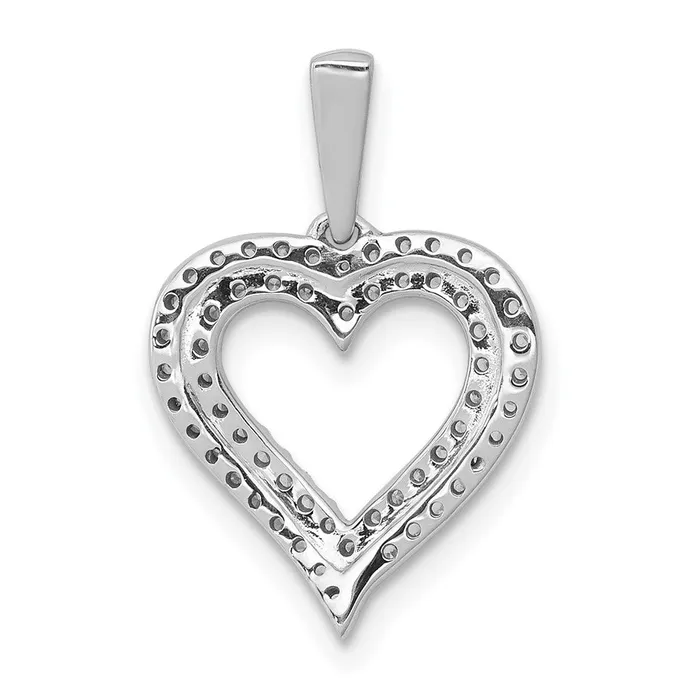 Solid 14k White Gold 14ct Simulated CZ 2row Heart Pendant Goldia Necklaces
