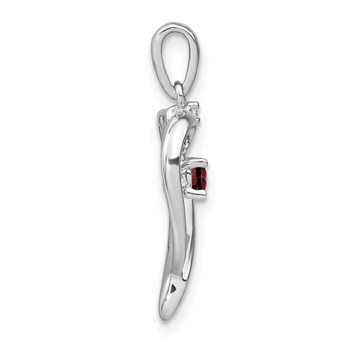 Solid 14k White Gold Simulated Garnet and CZ Heart Pendant Goldia Necklaces