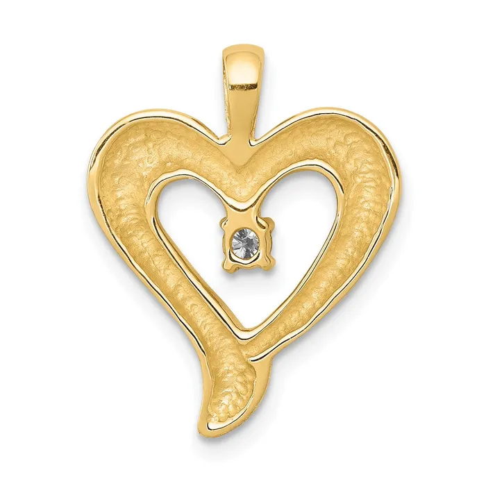 Solid 14k Yellow Gold AA Simulated CZ Heart Pendant Goldia Necklaces Solid 14k Yellow Gold AA Simulated CZ Heart Pendant Goldia Necklaces