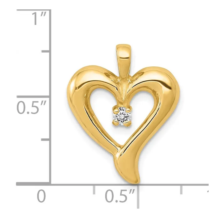 Solid 14k Yellow Gold AA Simulated CZ Heart Pendant Goldia Necklaces Solid 14k Yellow Gold AA Simulated CZ Heart Pendant Goldia Necklaces