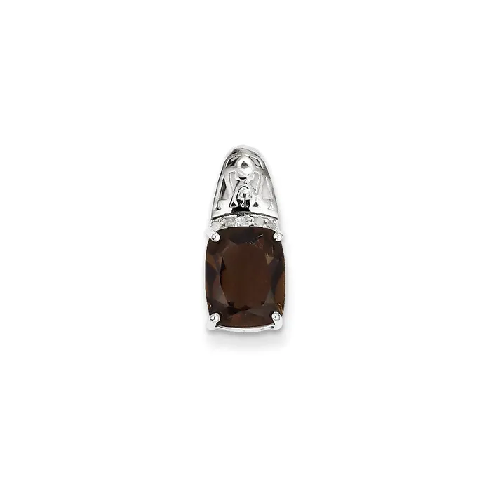 Sterling Silver Diamond u0026 Smoky Quartz Square Pendant Goldia Necklaces