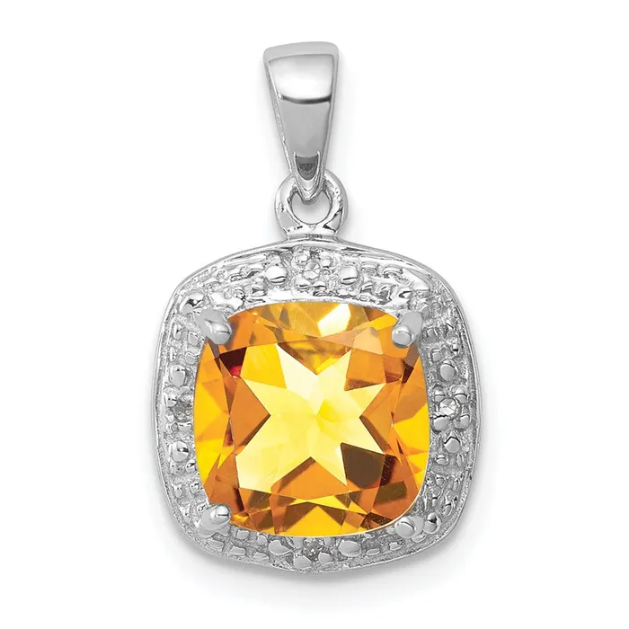 Sterling Silver Rhodium Citrine u0026 Diamond Pendant Goldia Necklaces