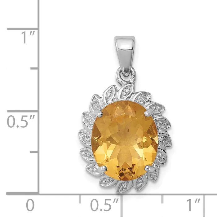 Sterling Silver Rhodium Citrine u0026 Diamond Pendant Goldia Necklaces