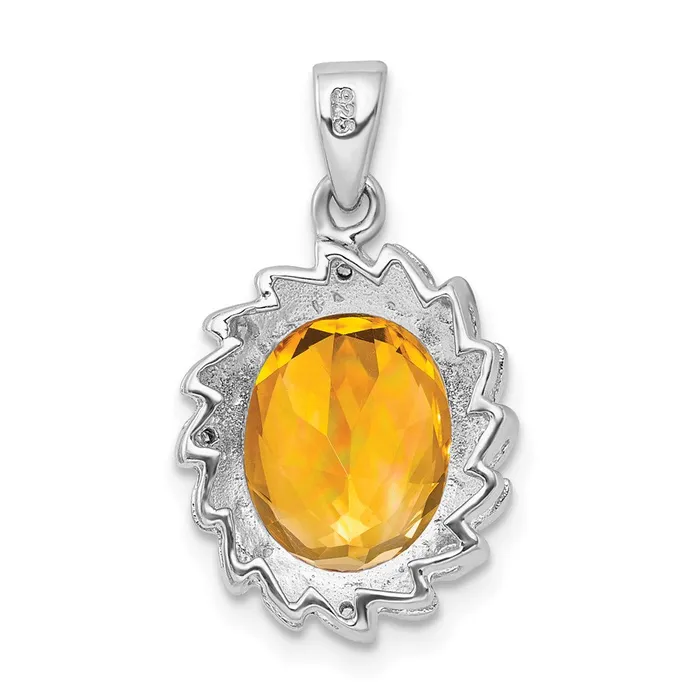 Sterling Silver Rhodium Citrine u0026 Diamond Pendant Goldia Necklaces