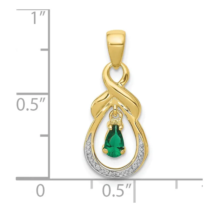 10k Pear Emerald and Diamond Pendant TreasureFineJewelers Necklaces