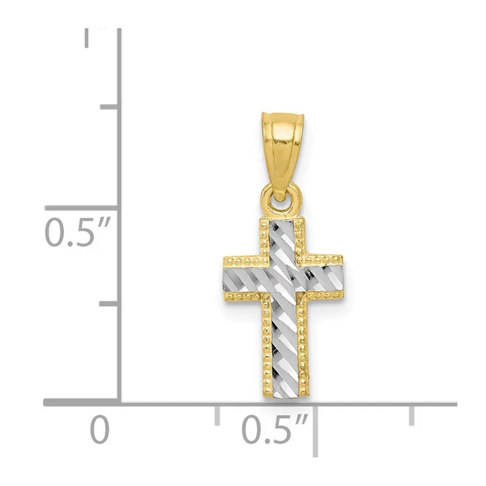 10k Rhodium Tiny DiamondCut Cross Pendant TreasureFineJewelers Necklaces