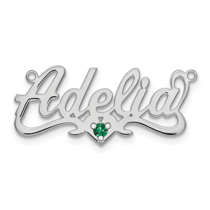 10KW Polished Birthstone with Heart Name Plate TreasureFineJewelers Necklaces 10KW Polished Birthstone with Heart Name Plate TreasureFineJewelers Necklaces