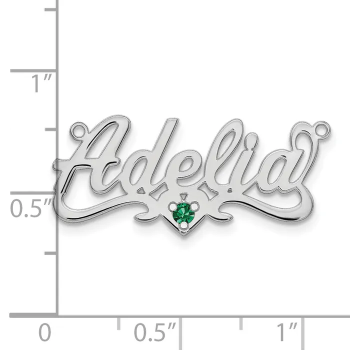 10KW Polished Birthstone with Heart Name Plate TreasureFineJewelers Necklaces