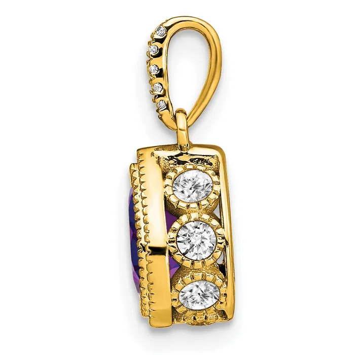 14k Pear Amethyst and Diamond Pendant TreasureFineJewelers Necklaces