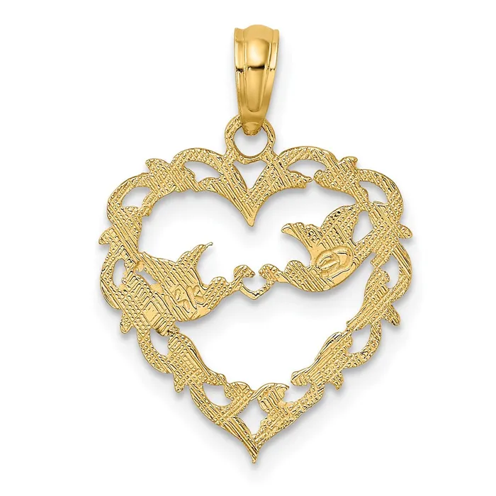 14K Polished Love Birds in Heart Pendant TreasureFineJewelers Necklaces