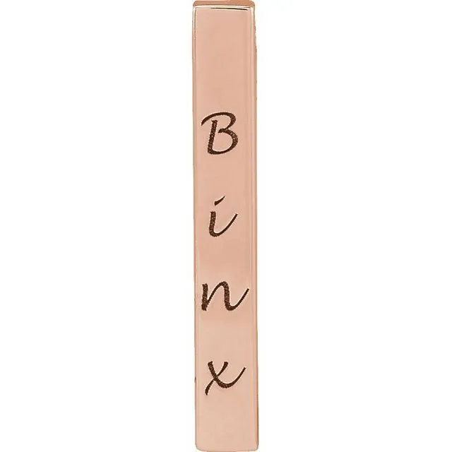 14K Rose Gold 17x25 mm Engravable FourSided Vertical Bar Pendant TreasureFineJewelers Necklaces