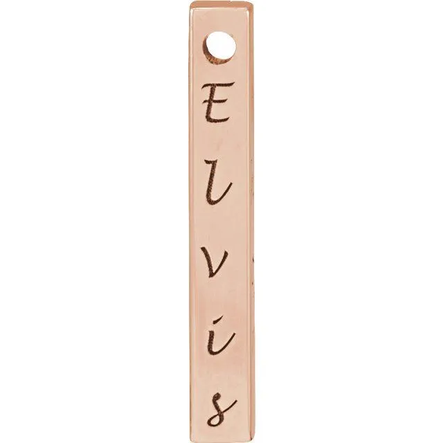 14K Rose Gold 17x25 mm Engravable FourSided Vertical Bar Pendant TreasureFineJewelers Necklaces