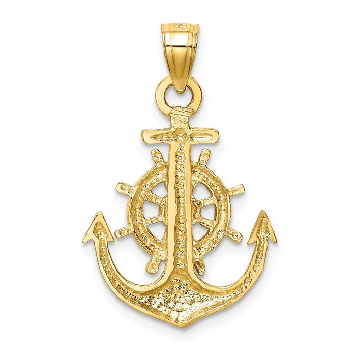 14k Satin Diamondcut Anchor Pendant TreasureFineJewelers Necklaces