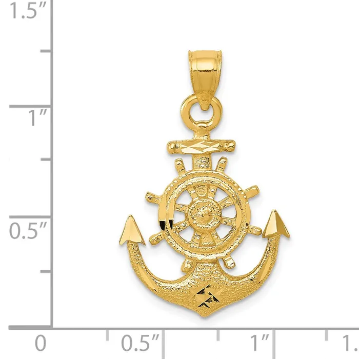 14k Satin Diamondcut Anchor Pendant TreasureFineJewelers Necklaces