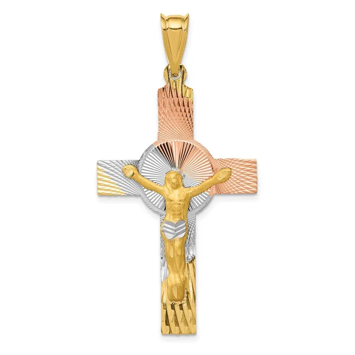 14K wRose and White Rhodium Iona Crucifix Cross Pendant TreasureFineJewelers Necklaces 14K wRose and White Rhodium Iona Crucifix Cross Pendant TreasureFineJewelers Necklaces